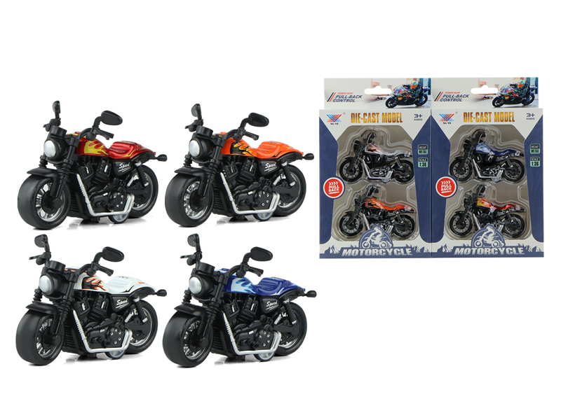 2Pcs 1:36 Pull Back Alloy Harley Motorcycle