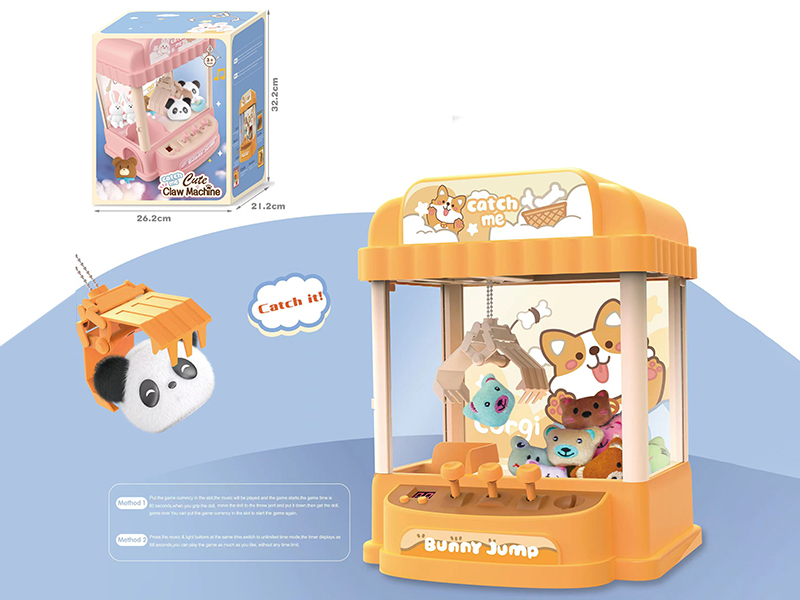 Cute Claw Machine With Lights(5 Plush Dolls,5 Balls,1 USB Cable, 8 Coins)Puppy Style