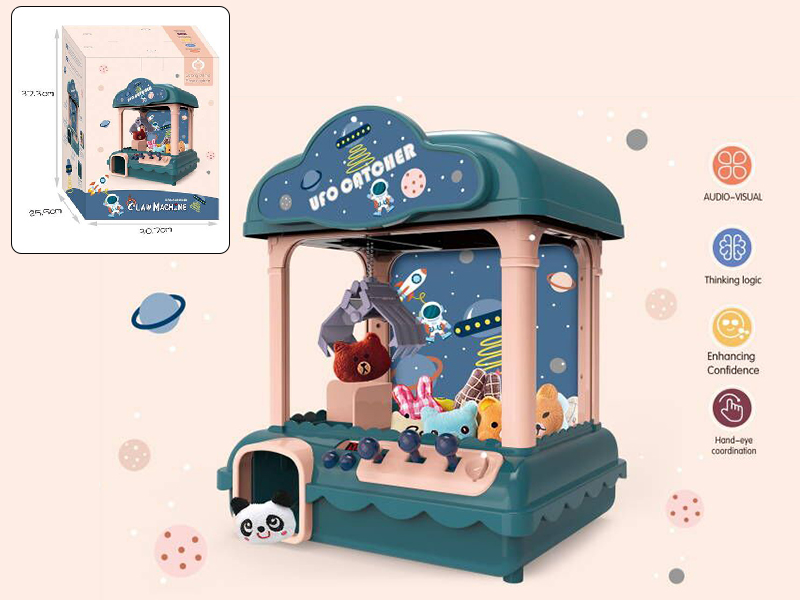 Space Claw Machine(5 Plush Dolls,5 Balls,1 USB Cable, 8 Coins)