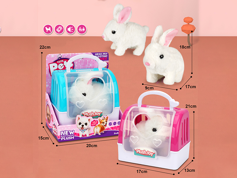 Electric Plush Pet Rabbit + Pet Cage