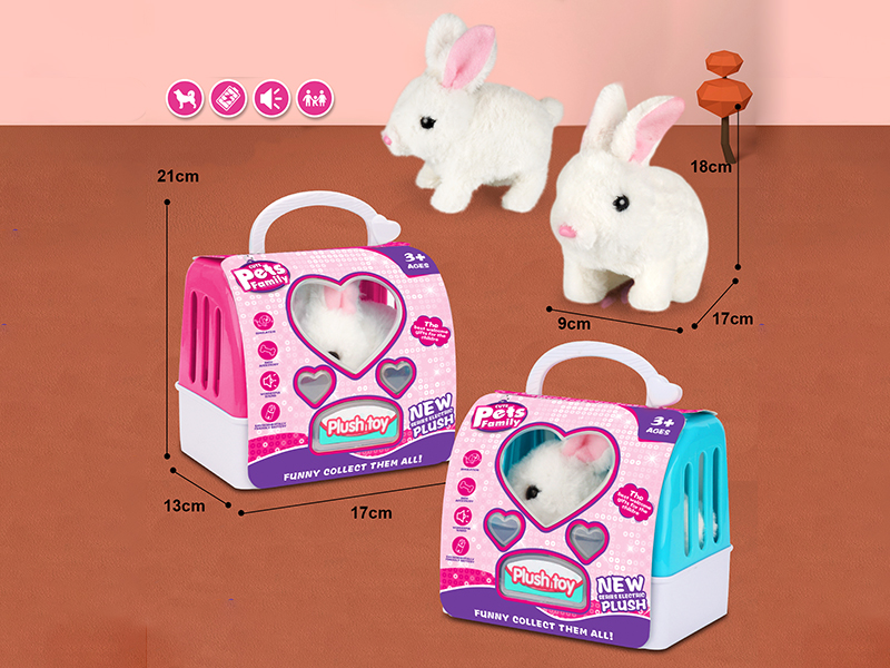 Electric Plush Pet Rabbit + Pet Cage