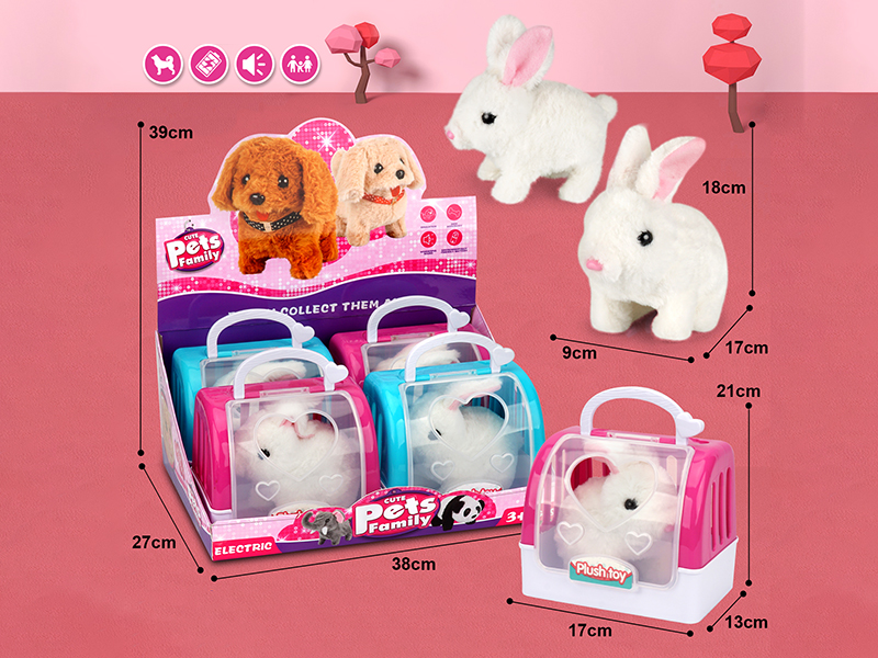 Electric Plush Pet Rabbit + Pet Cage(4PCS)