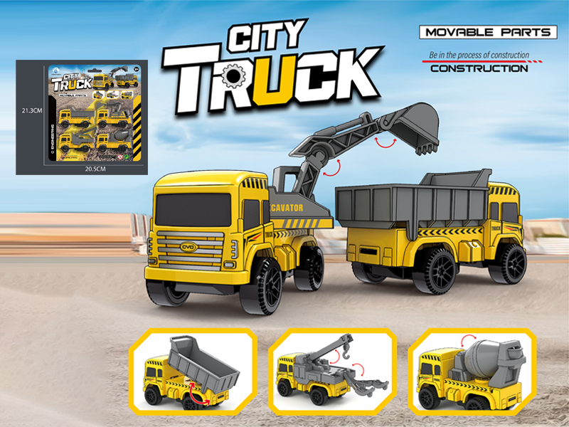 4PCS Pull BackEngineering Vehicle