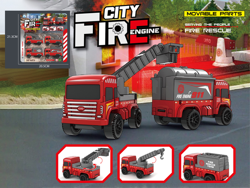 4PCS Pull BackFire Engine