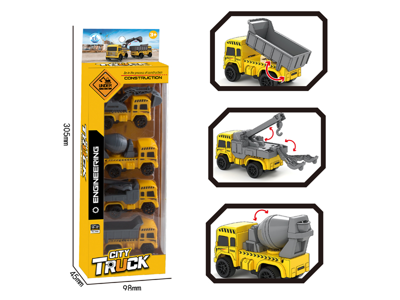 4PCS Pull BackEngineering Vehicle
