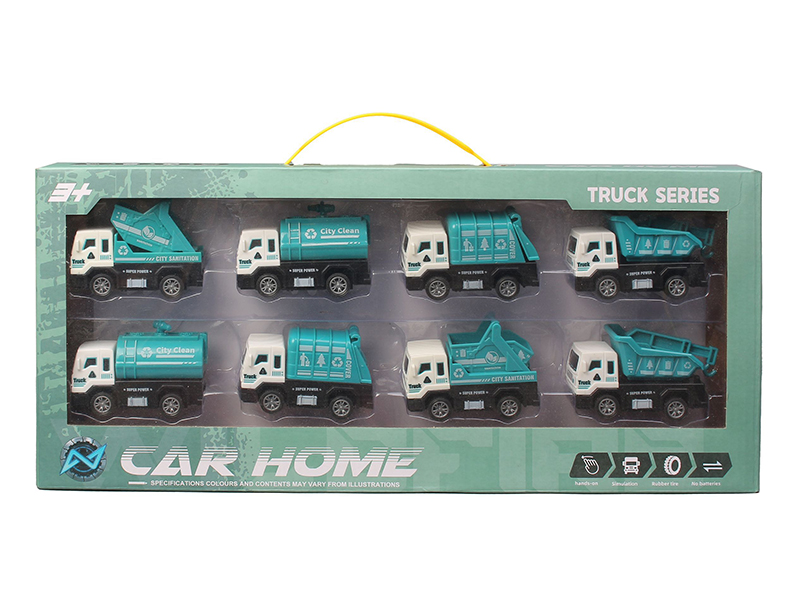 Pull Back Sanitation Truck 8PCS