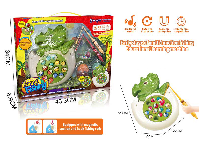 Cartoon B/O Dinosaur Fishing Game(Green)