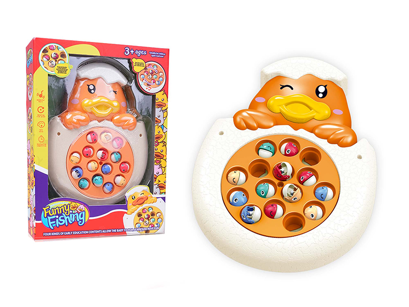 Cartoon B/O Cute Duck Fishing Game(Orange)