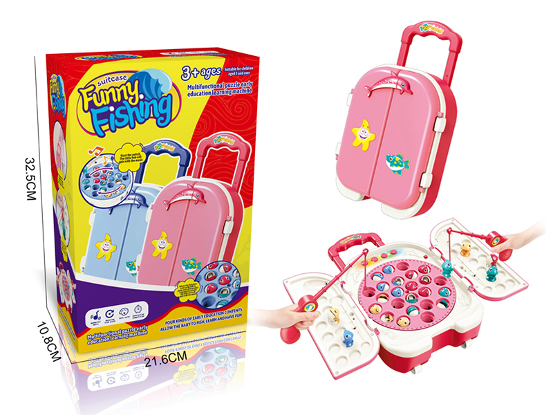 Cartoon Suitcase Electric Fishing Game(Pink)