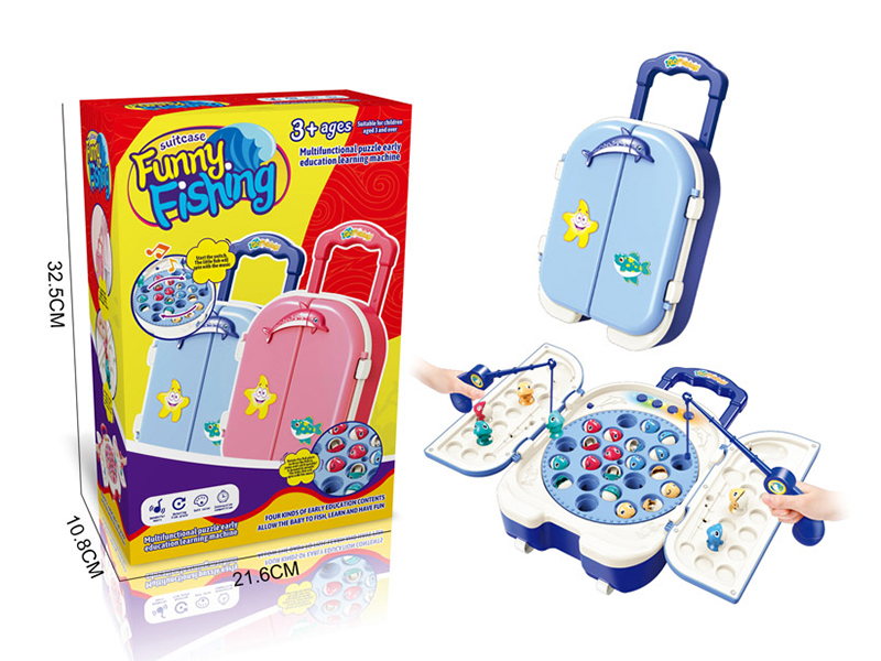 Cartoon Suitcase Electric Fishing Game(Blue)