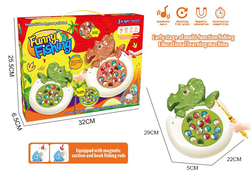 Cartoon B/O Dinosaur Fishing Game(Green)
