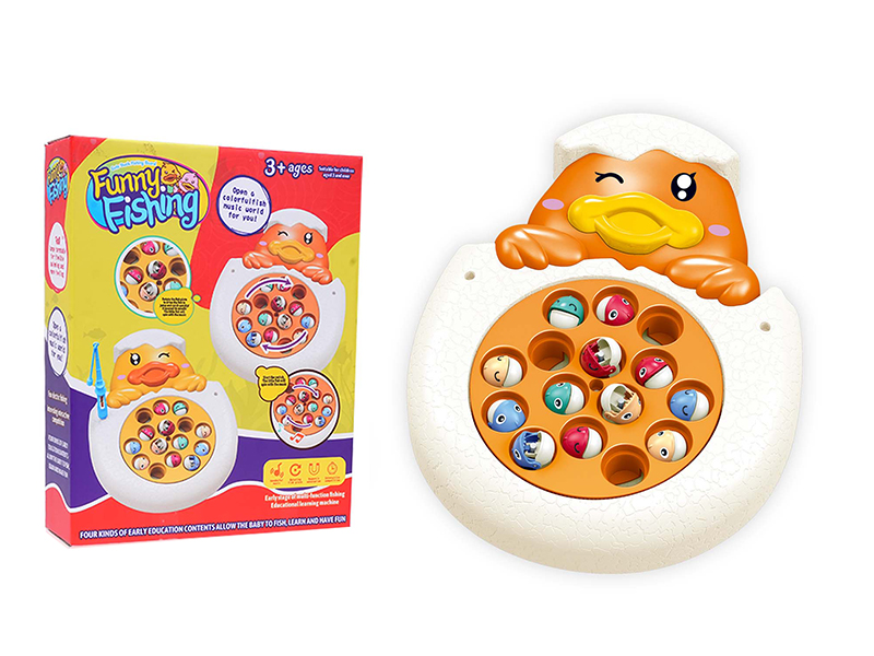 Cartoon B/O Cute Duck Fishing Game(Orange)