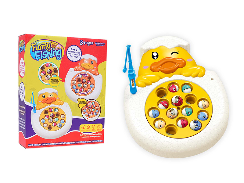Cartoon B/O Cute Duck Fishing Game(Yellow)