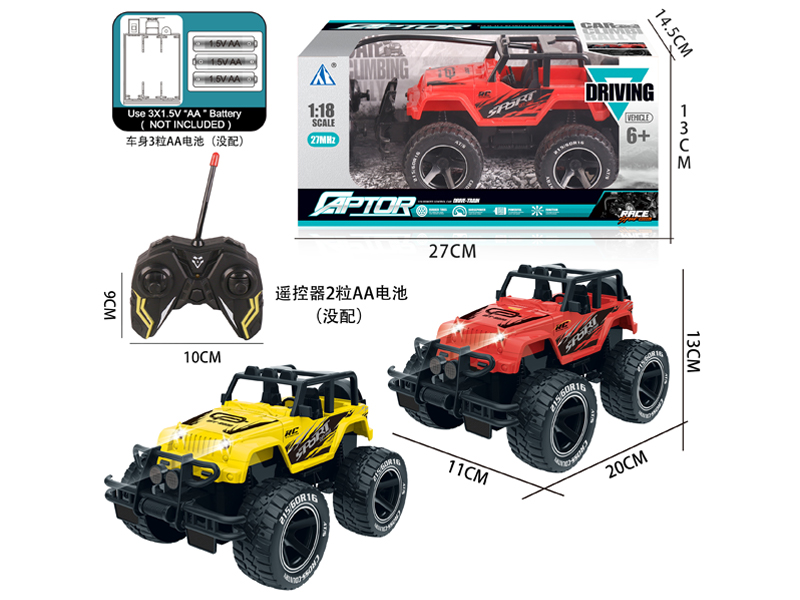 1:18 4CH R/C Large Wheel Off-Road Wrangler Jeep With Light