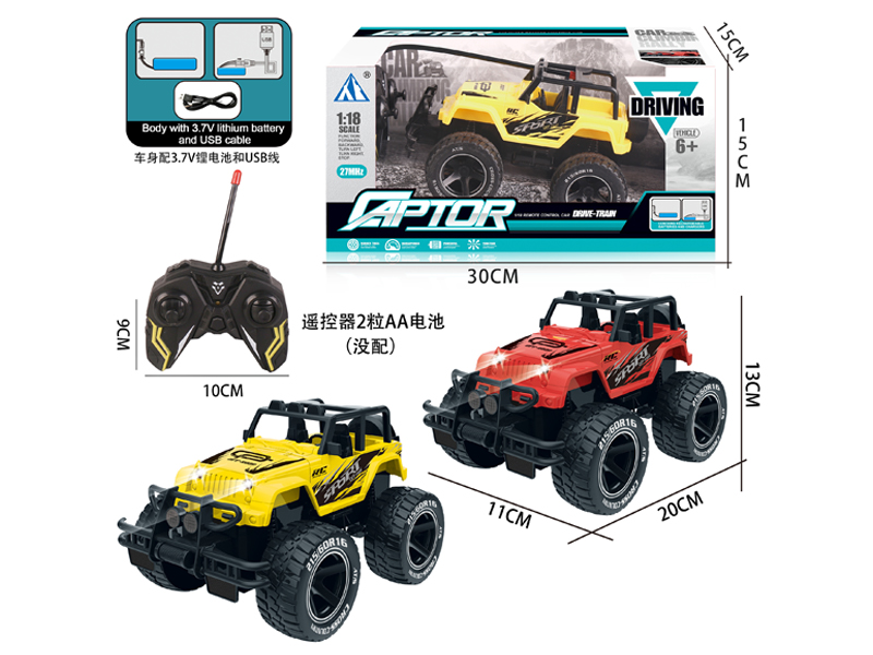 1:18 4CH R/C Large Wheel Off-Road Wrangler Jeep With Light