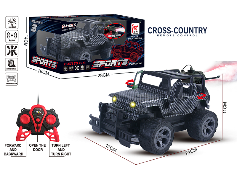 Remote Control Carbon Fiber Jeep Truck With Spray,One Key Door Opening