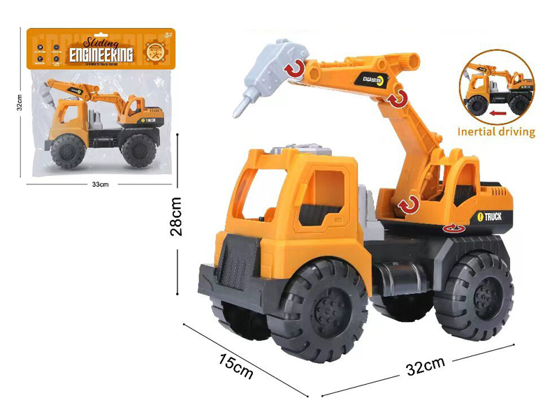 Friction Car  With Drilling Machine Engineering Vehicle