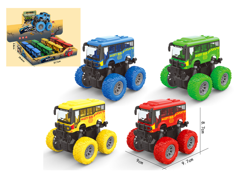 12PCS 4WD Dual Friction Pressed Stunt Bus