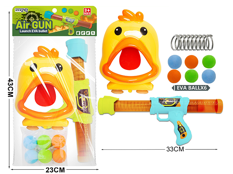 Air Power Gun With Spring(Blue) + Chicken Target(6 EVA Balls)