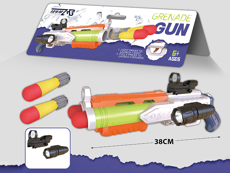 White Soft Bullet Gun With Light And Music(2 Bullet , Red Dot Sight,Flashlight)