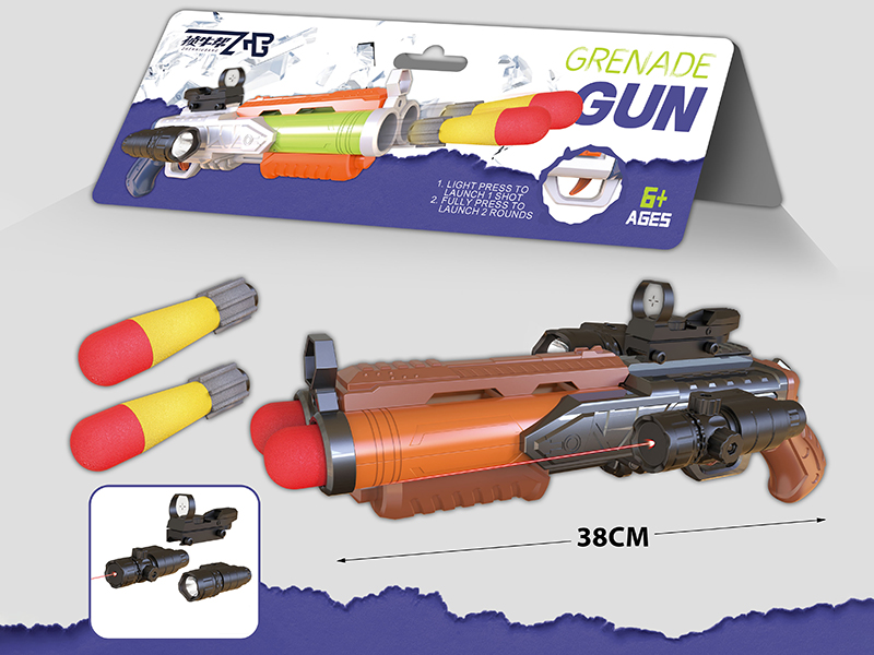 Black Soft Bullet Gun With Light And Music(2 Bullet , Red Dot Sight,Flashlight,IR)