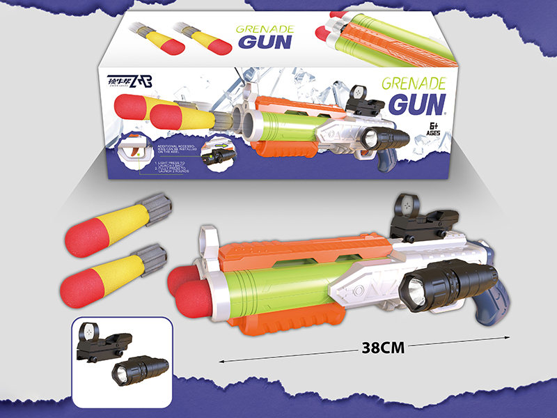 White Soft Bullet Gun With Light And Music(2 Bullet , Red Dot Sight,Flashlight)