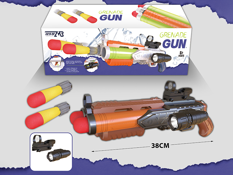 Black Soft Bullet Gun With Light And Music(2 Bullet , Red Dot Sight,Flashlight)