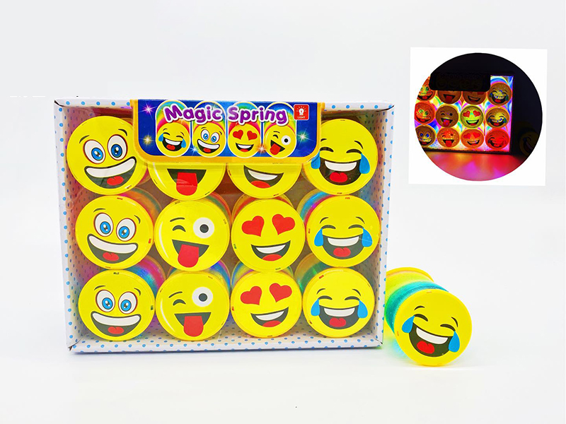 5.5CM Rainbow Spring With Expression Face Lid(With Light,Projection)12PCS
