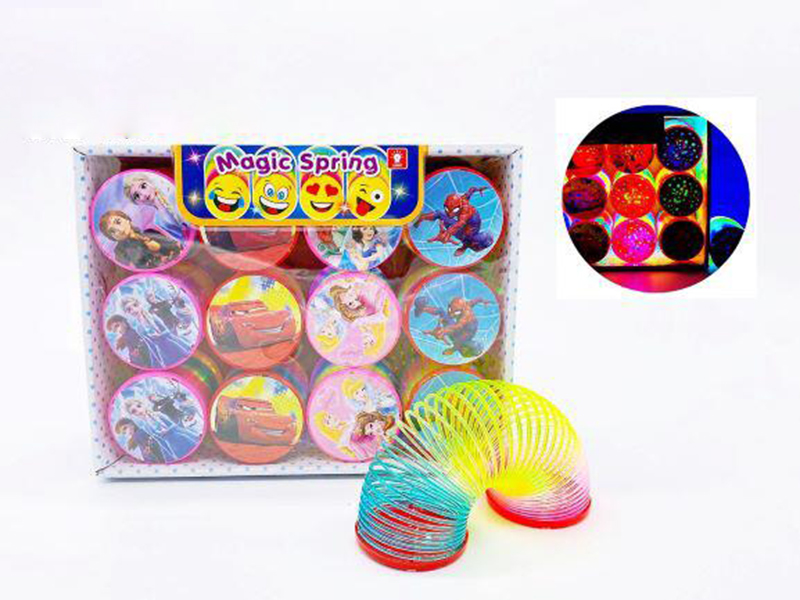 5.5CM Rainbow Spring With Light,Projection(Cars/Frozen/Princess/Spider-Man Lid)12PCS