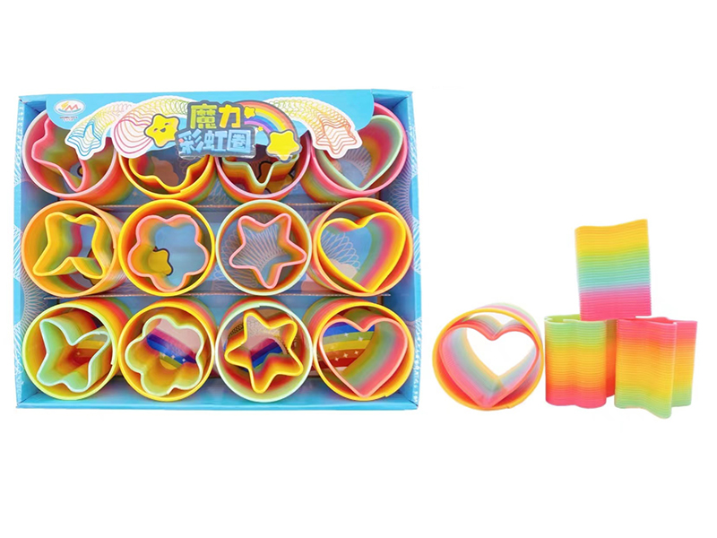 7.5CM Circle Rainbow Spring + 6.5CM Multishaped Rainbow Spring(2 In 1)12pcs