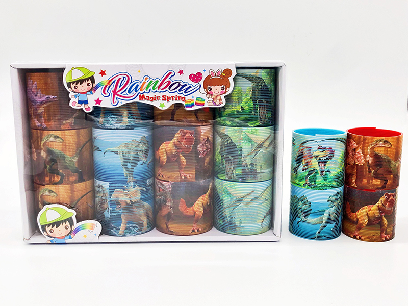 7.5CM Dinosaur Pattern Rainbow Spring 12PCS