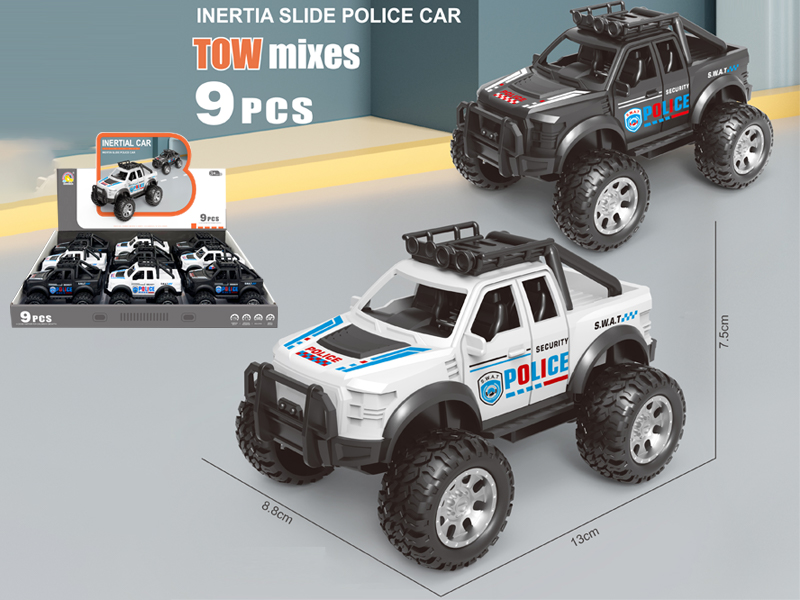 9Pcs Friction Simulated Police Vehicle
