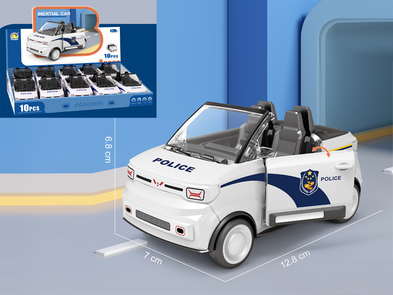 10Pcs Friction Convertible Mini Police Car