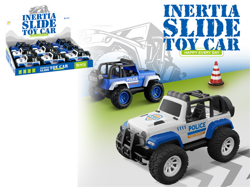 9Pcs Friction Police Car