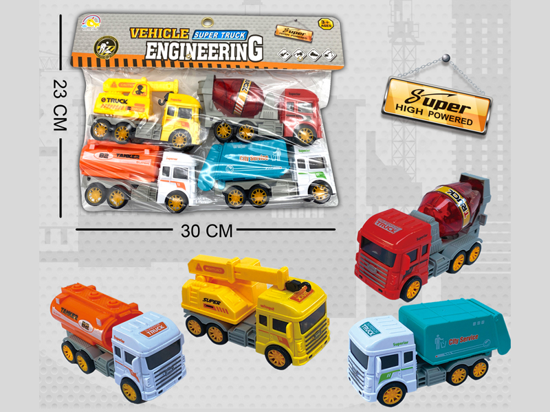 4Pcs Friction Engineering Vehicle