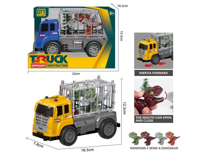 Friction Animal Transportation Engineering Vehicle With Biting Dinosaur+Tree