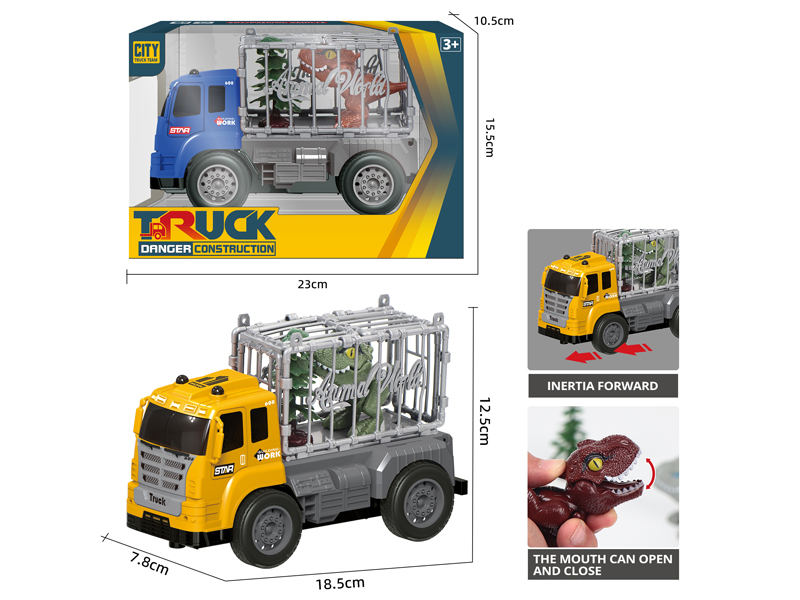 Friction Animal Transportation Engineering Vehicle With Biting Dinosaur+Tree