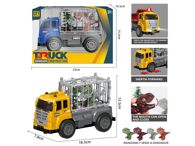 Friction Animal Transportation Engineering Vehicle With Biting Dinosaur+Tree With Sound And Light