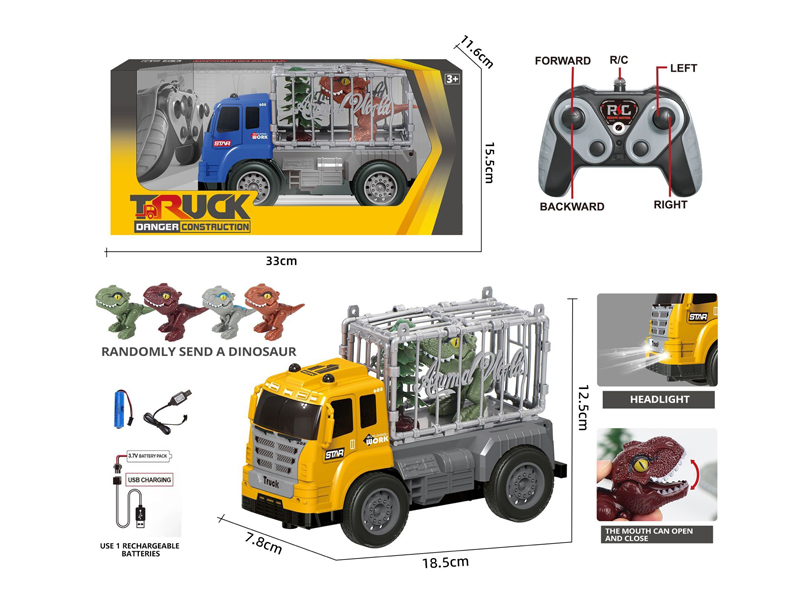 4CH R/C Animal Transportation Engineering Vehicle With Biting Dinosaur+Tree