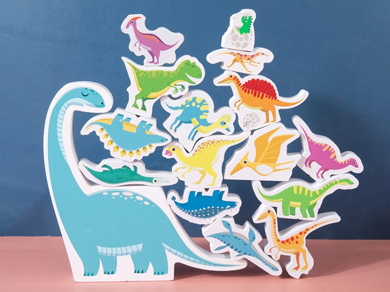 Wooden Dinosaur Jenga Blocks