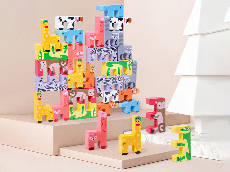 Wooden Animals Stacking Building Blocks