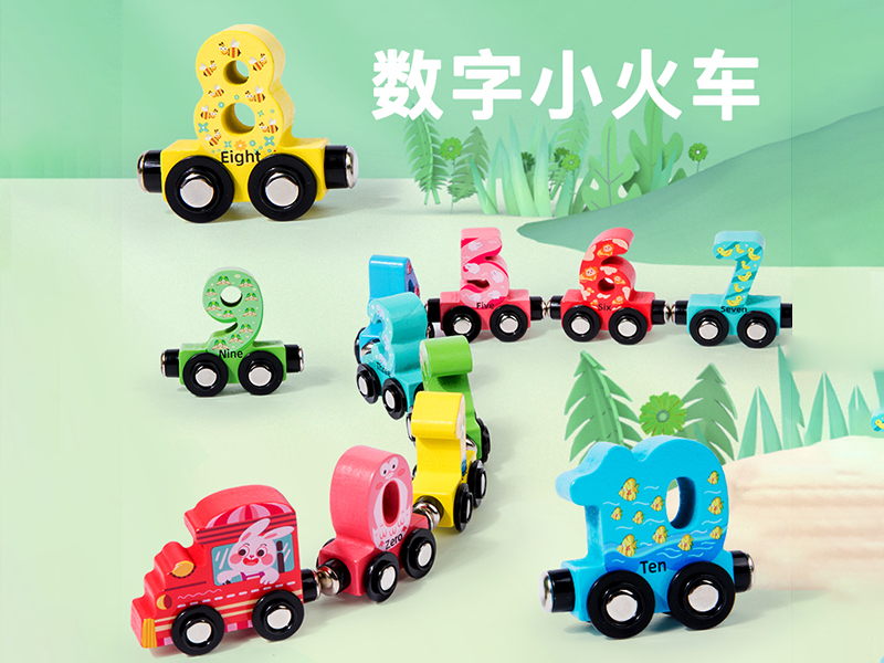 Wooden Magnetic Numbers Animal Train