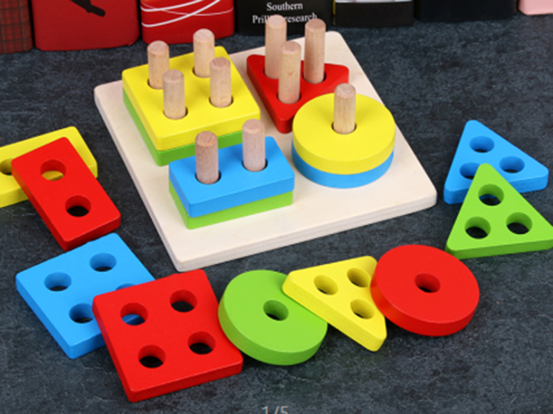 Wooden Four Column Shapes Matching Toys