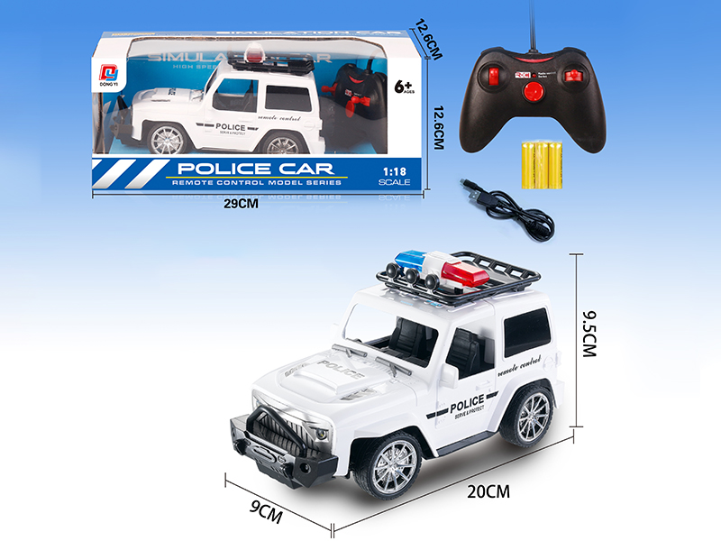 1:18 Wrangler 4-Channel Remote Control Police Car With Light