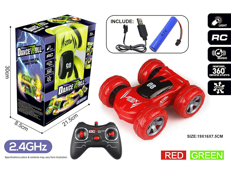 2.4G R/C Double Sided Flip Bucket Stunt Car With Light And Music