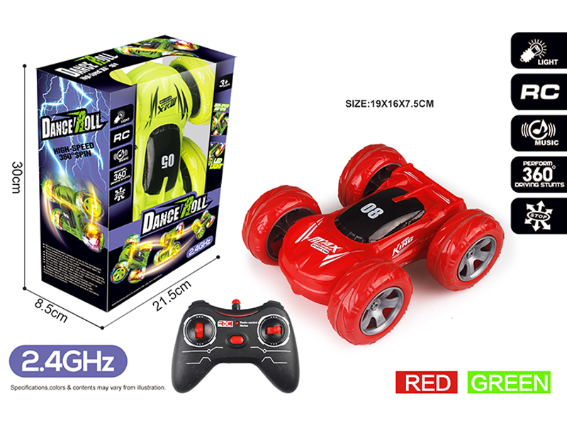 2.4G R/C Double Sided Flip Bucket Stunt Car With Light And Music