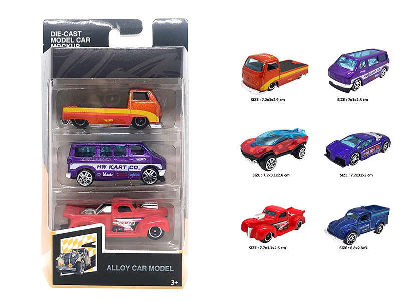 1:64 Slide Alloy Cars 3pcs