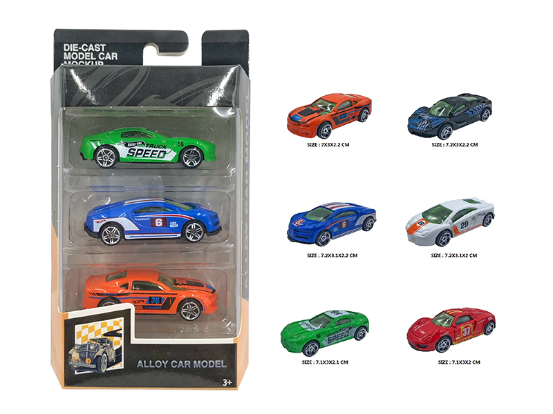 1:64 Slide Alloy Sports Cars 3pcs