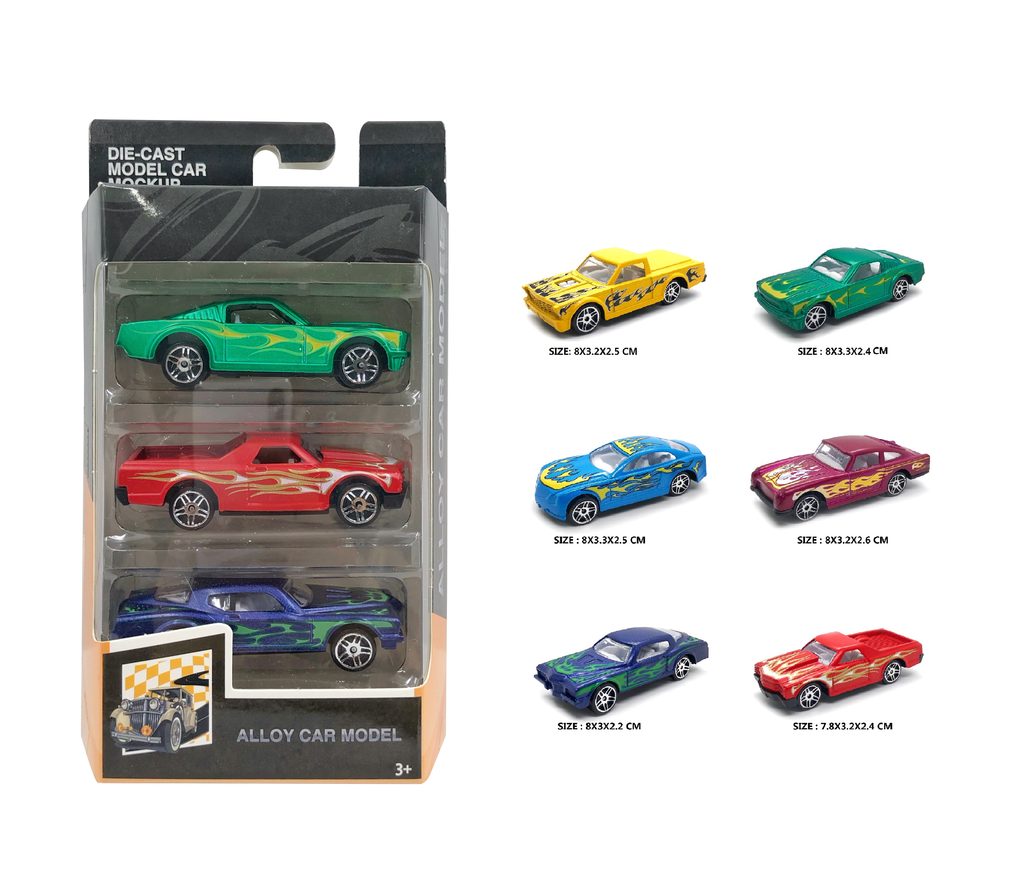 1:64 Slide Alloy Muscle Cars 3pcs