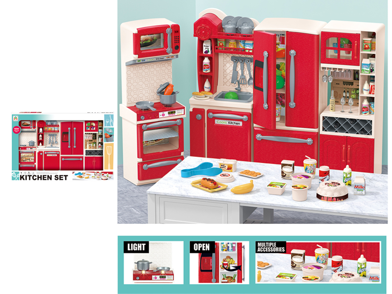 Stove, Vegetable Sink, Refrigerator, Wine Cabinet, Kitchen Toy Set